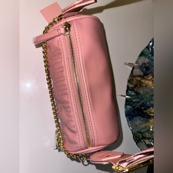 NWT Juicy Couture Quilted Taffy Pink Juicy Chain Barrel Crossbody Bag - Picture 3 of 8